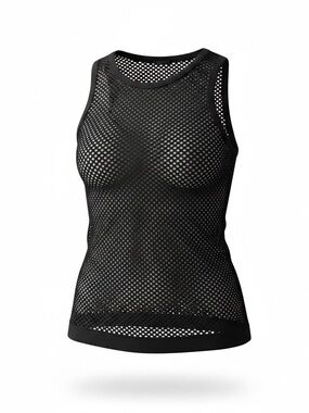 Black Mesh/ Fiahnet Sleeveless Crop Top